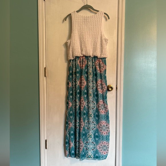 New Directions Women’s Sleeveless White & Floral Maxi Dress, Size L - Picture 4 of 5